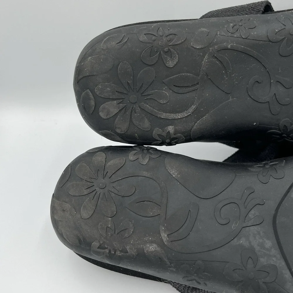 Aetrex Izzy Sparkle Sandals Women's  10 Black Rhinestone Orthotic Comfort Summer
